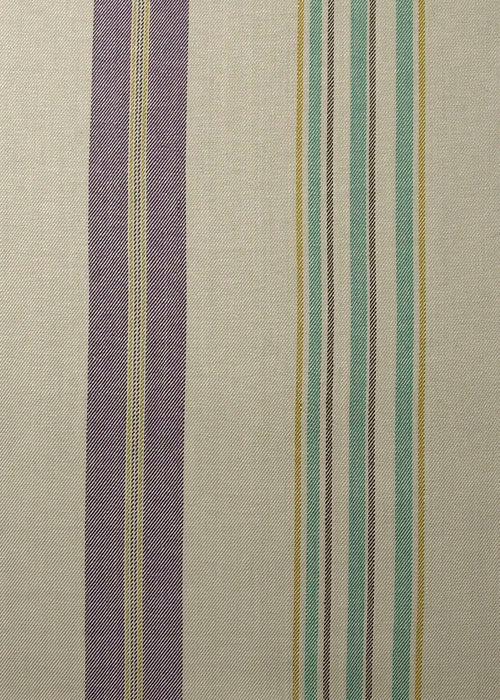 Tweel Stripe Fabric by Rose Cumming in Purple/Mustard/Turquoise
