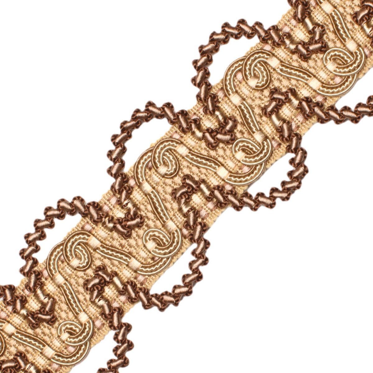 2.75"Le Musée Silk Woven Crete Trim by Samuel & Sons in Caramel/Autumn Brown