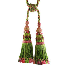 Le Musée Silk Dbl Tsl Tieback by Samuel & Sons in Apple Green W/ Rose Melan