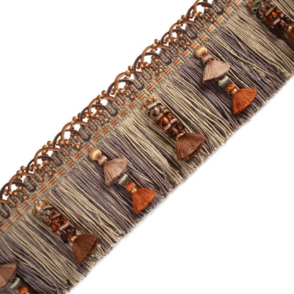 Le Musée Silk Fringe With Jasmines Trim by Samuel & Sons in Blue/Sepia