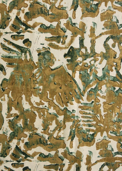Wings of Gold Fabric by Rose Cumming in Emerald