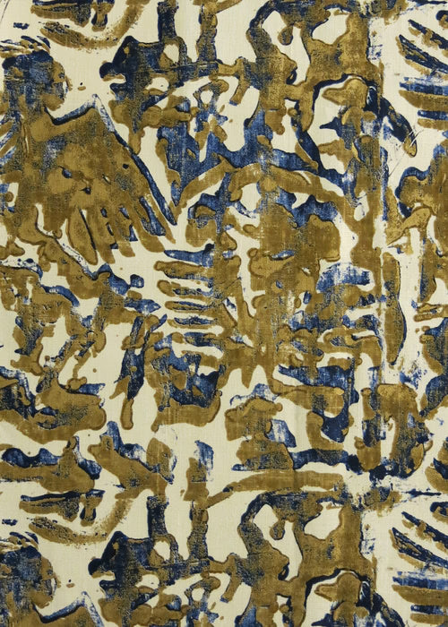 Wings of Gold Fabric by Rose Cumming in Indigo
