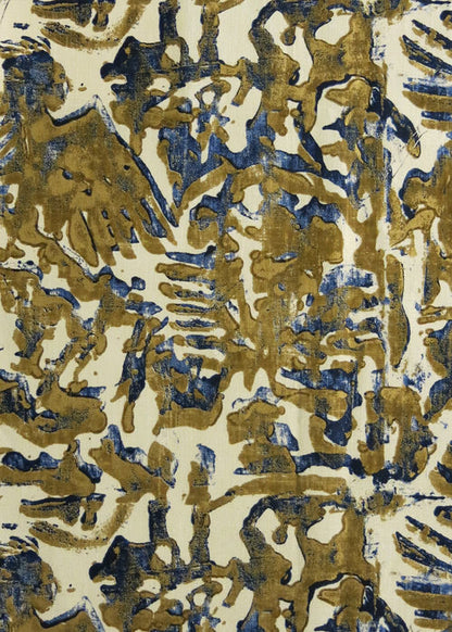 Wings of Gold Fabric by Rose Cumming in Indigo