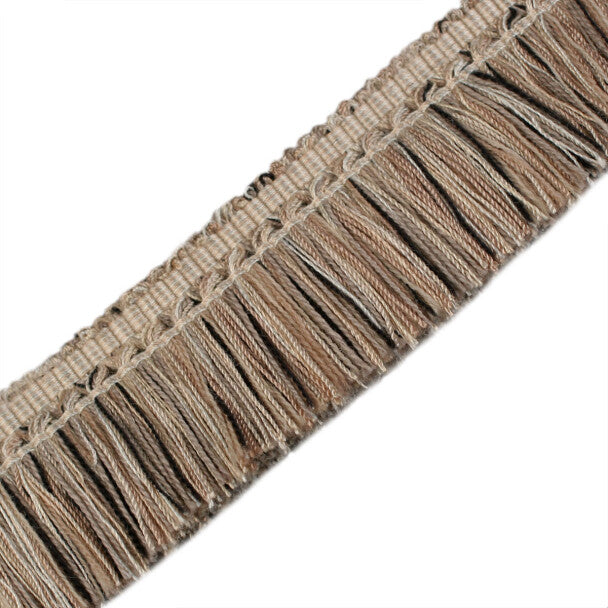 1.5" Venise Brush Fringe Trim by Samuel & Sons in Ivory/Cream/Black
