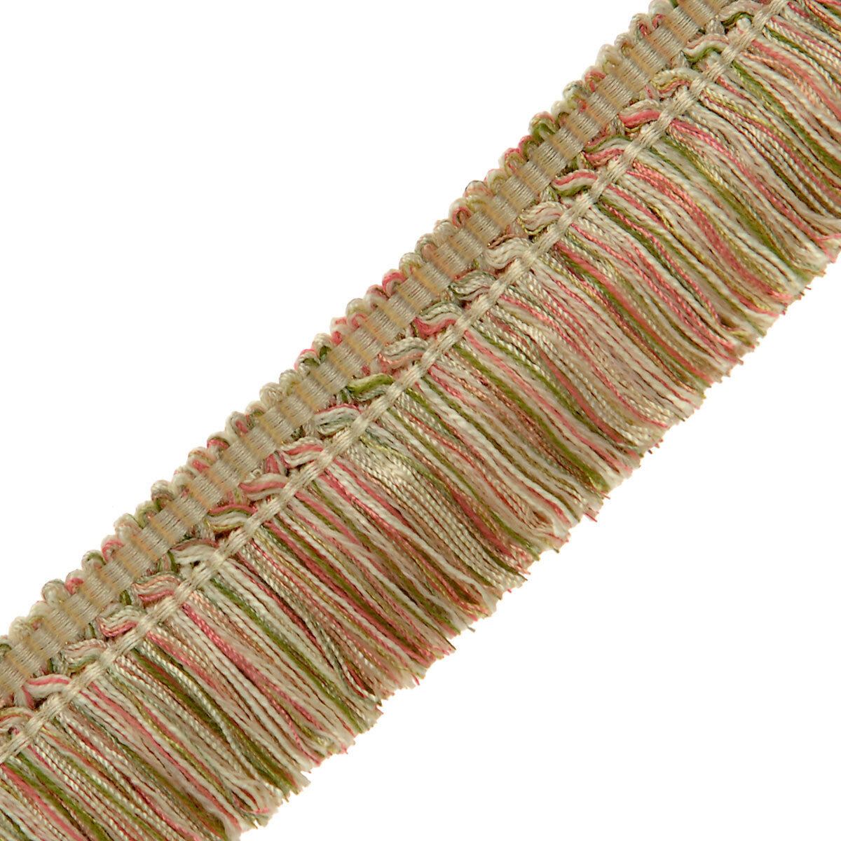 1.5" Venise Brush Fringe Trim by Samuel & Sons in Ivory/Rose/Celadon
