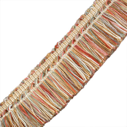 1.5" Venise Brush Fringe Trim by Samuel & Sons in Pale Gold/Coral/Green