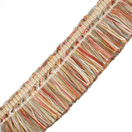 1.5" Venise Brush Fringe Trim by Samuel & Sons in Pale Gold/Coral/Green