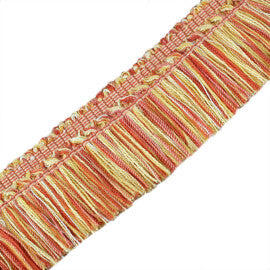 1.5" Venise Brush Fringe Trim by Samuel & Sons in Terra Cotta/Gold/Crm