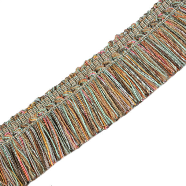 1.5" Venise Brush Fringe Trim by Samuel & Sons in Marine/Terra Cotta/Gold