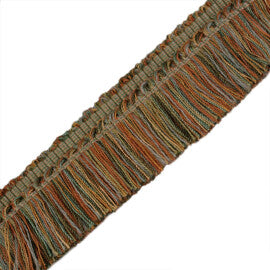 1.5" Venise Brush Fringe Trim by Samuel & Sons in Green/Olive/Golds