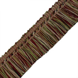 1.5" Venise Brush Fringe Trim by Samuel & Sons in Burgundy/Beige/Olive