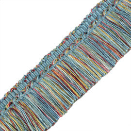 1.5" Venise Brush Fringe Trim by Samuel & Sons in Lt.Blue/Rose/Green