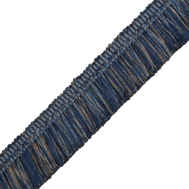1.5" Venise Brush Fringe Trim by Samuel & Sons in Blue/Shades Of Tan