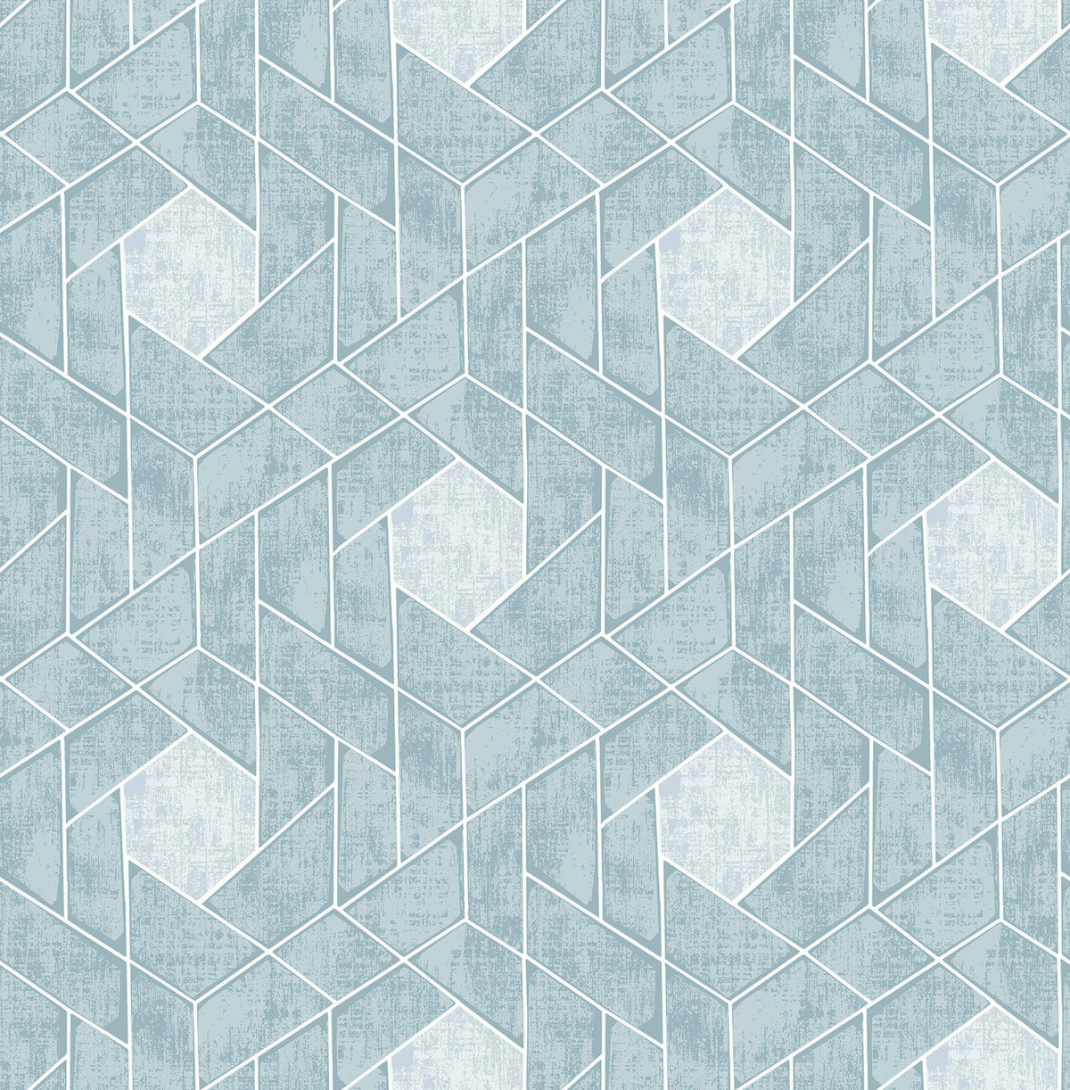 Scott Living Granada Geometric Wallpaper - Aqua, in blue, grey