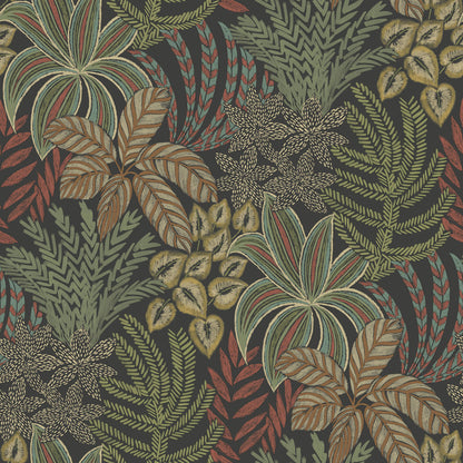 A-Street Prints Revival Sumner Wallpaper - Black, botanical