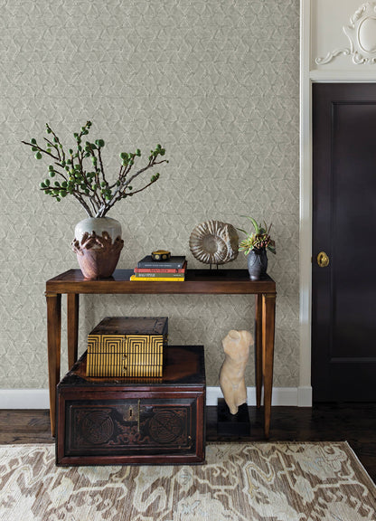 A-Street Prints Revival Wright Wallpaper, geometric in gold, pink, grey