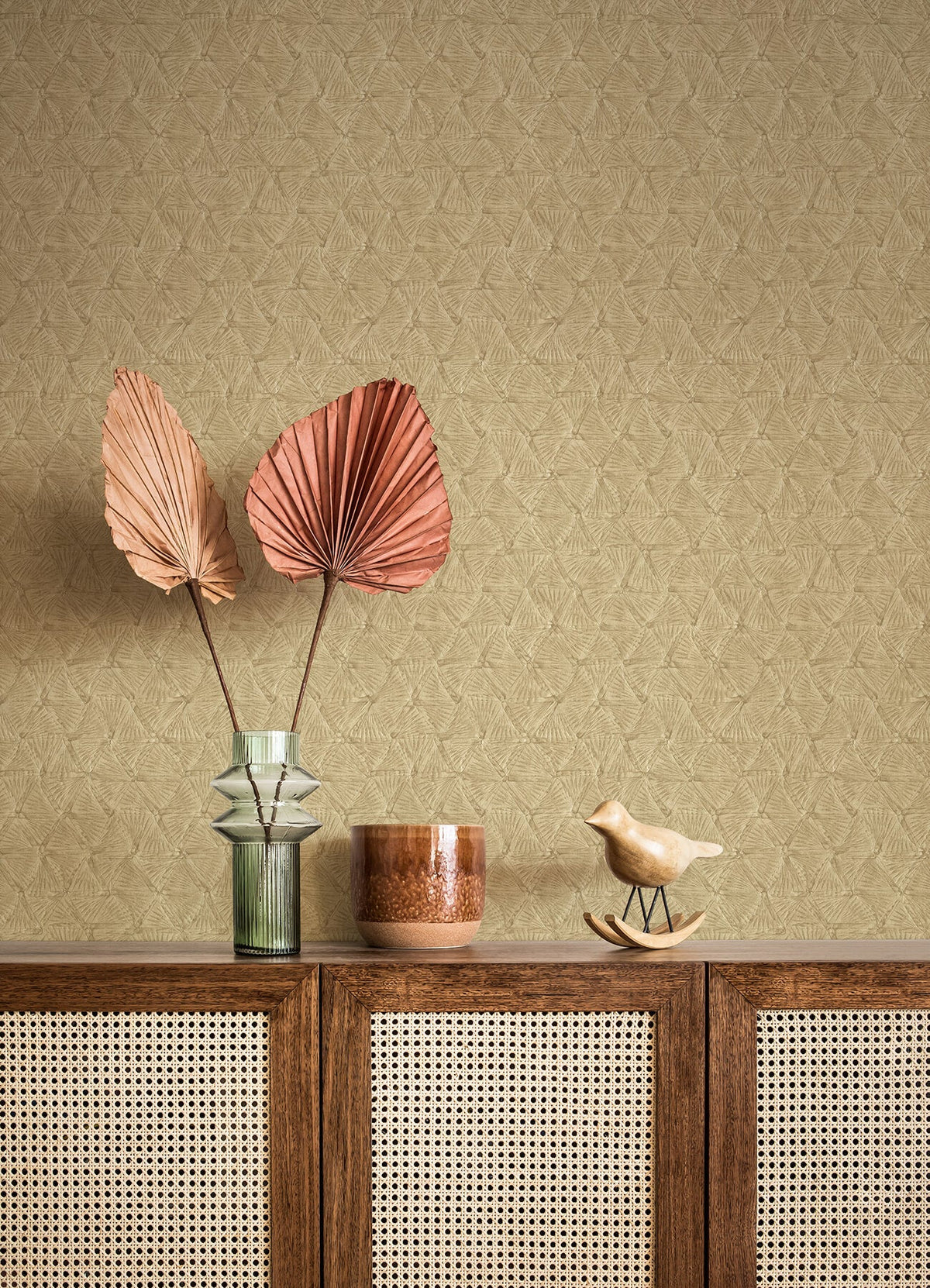 A-Street Prints Revival Wright Wallpaper, geometric in gold, pink, grey