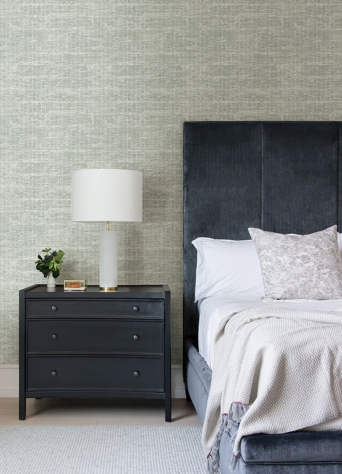 Scott Living Samos Texture Wallpaper, solid in blue, green, grey