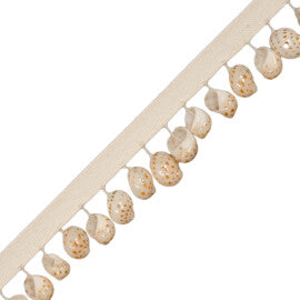 China Moonshell Fringe Trim by Samuel & Sons in White/Copper