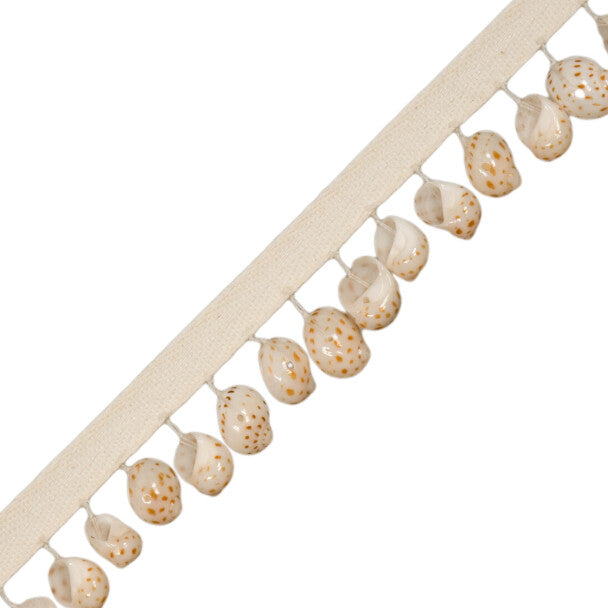 China Moonshell Fringe Trim by Samuel & Sons in White/Copper