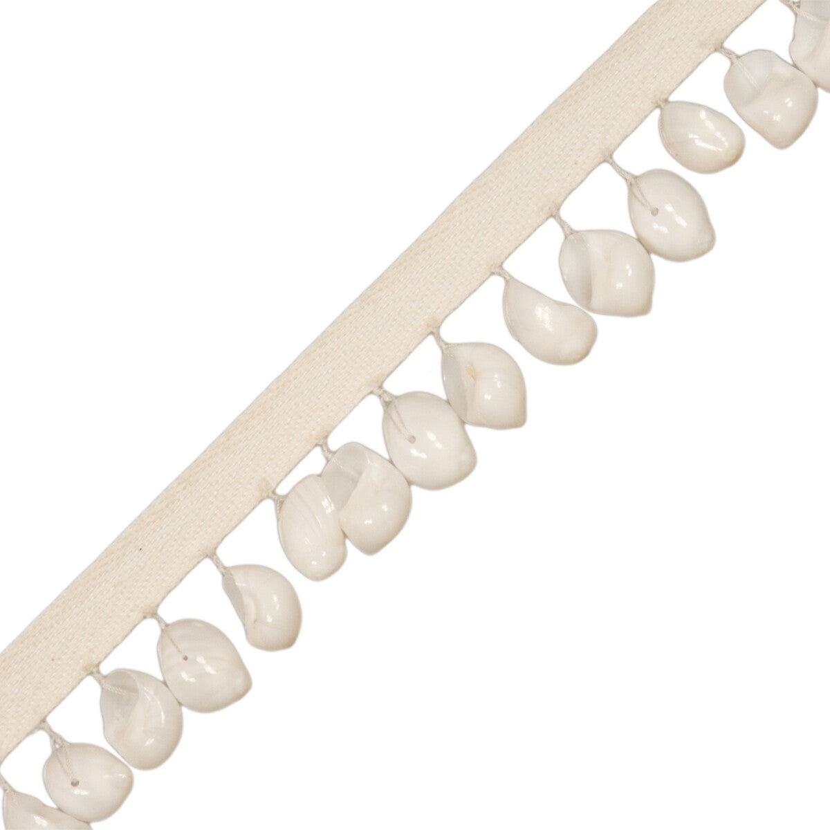 White Moonshell Fringe Trim by Samuel & Sons in White
