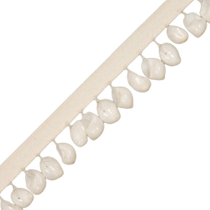 White Moonshell Fringe Trim by Samuel & Sons in White