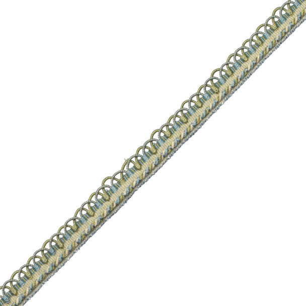 1/2" Annecy Gimp Trim by Samuel & Sons in Ecru/Olive/Light Blue, GB-30702-170, roll
