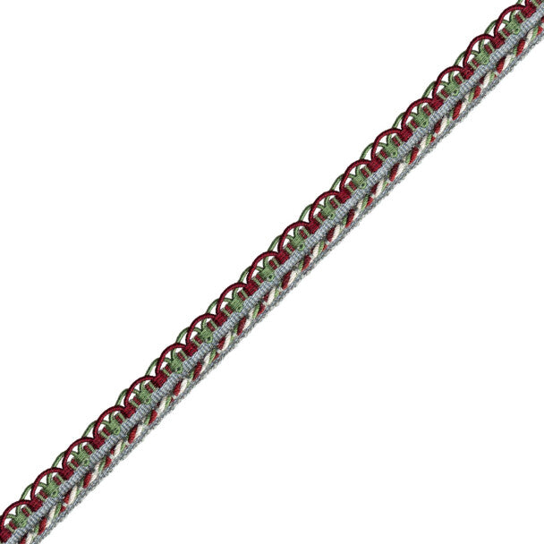 1/2" Annecy Gimp Trim by Samuel & Sons in Crimson/Fern, GB-30702-270, roll