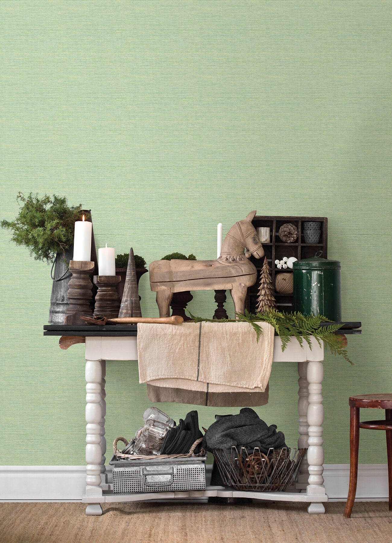 Thoreau Agave Faux Grasscloth Wallpaper