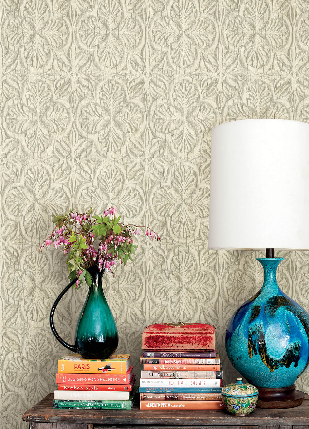Kinfolk Karachi Wooden Damask Wallpaper