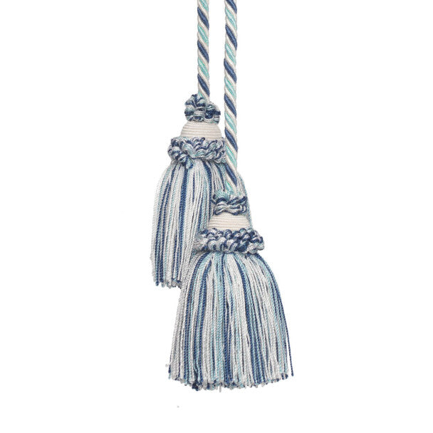 Annecy Chair Tassel by Samuel & Sons in White/Ocean Blues