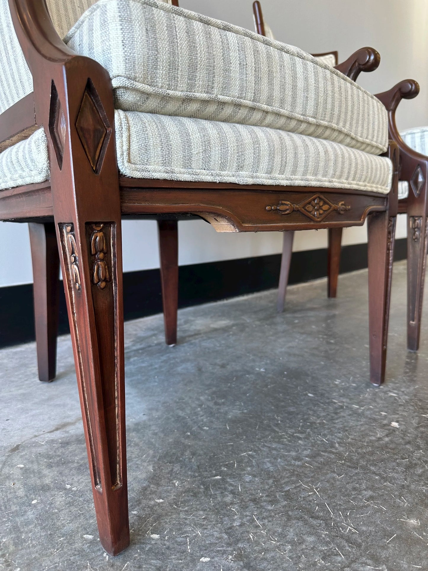 Pair of Striped Mahogany Armchairs