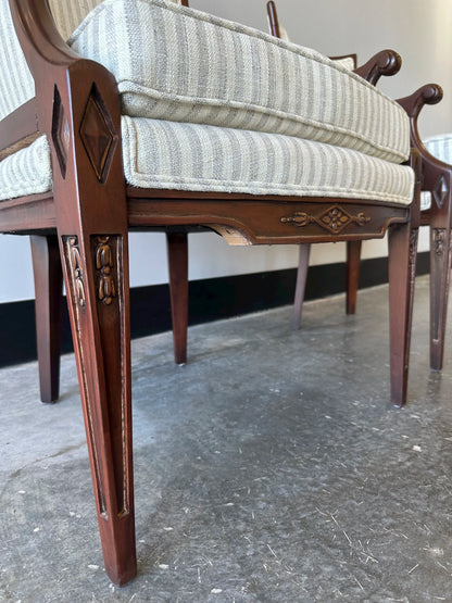 Pair of Striped Mahogany Armchairs