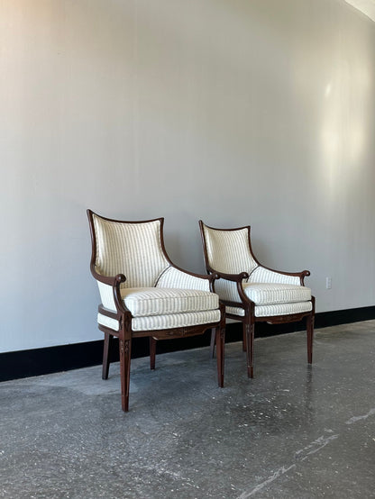 Pair of Striped Mahogany Armchairs