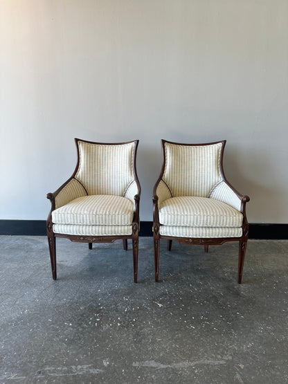 Pair of Striped Mahogany Armchairs
