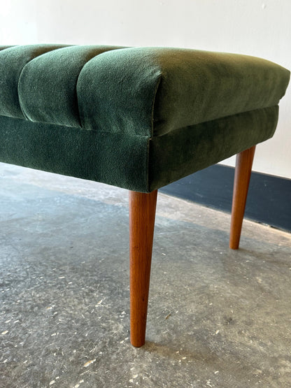 Forest Green Velvet Channel Bench