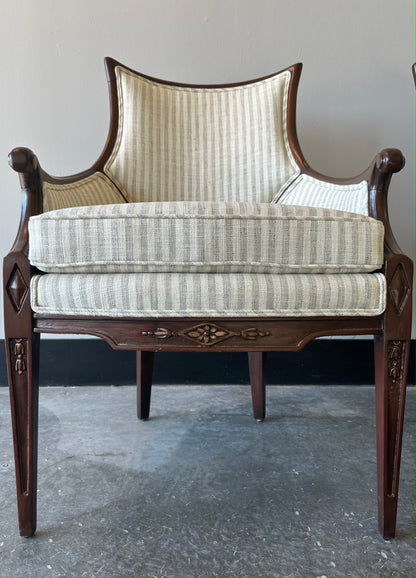 Pair of Striped Mahogany Armchairs