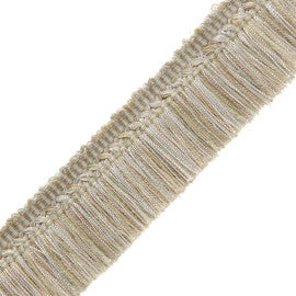 1.5" Courteau Brush Fringe Trim by Samuel & Sons in Pale Green/Silver/Tan
