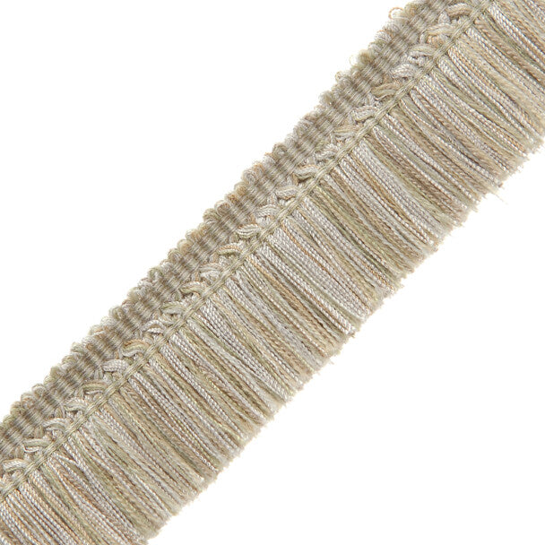 1.5" Courteau Brush Fringe Trim by Samuel & Sons in Pale Green/Silver/Tan