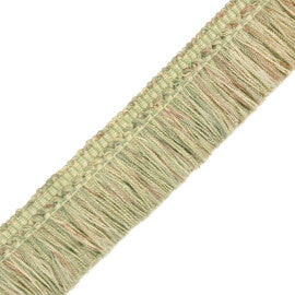 1.5" Courteau Brush Fringe Trim by Samuel & Sons in Palisades Grn/Tan/Lemon