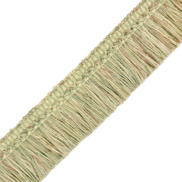 1.5" Courteau Brush Fringe Trim by Samuel & Sons in Palisades Grn/Tan/Lemon