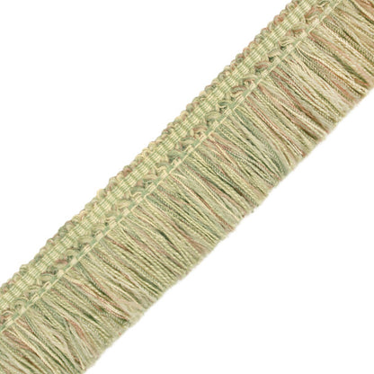 1.5" Courteau Brush Fringe Trim by Samuel & Sons in Palisades Grn/Tan/Lemon