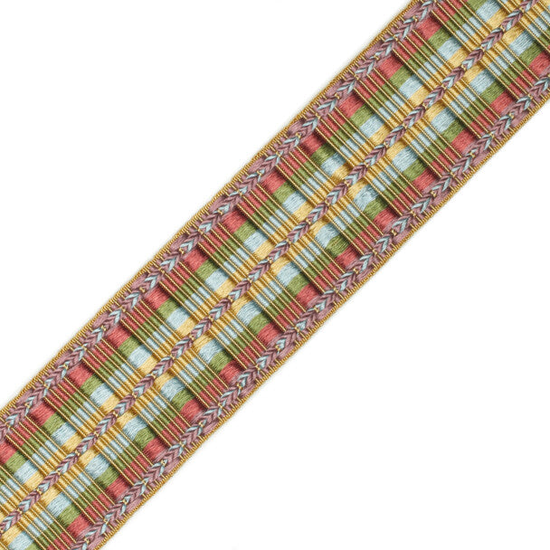 1 5/8" Orsay Silk Ribbed Border Trim by Samuel & Sons in Gold/Rose/Iris/Sky