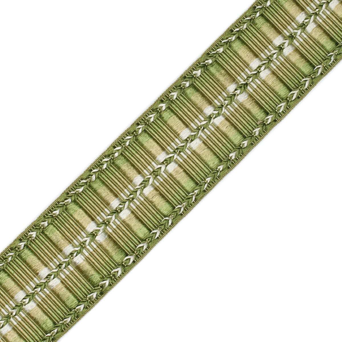 1 5/8" Orsay Silk Ribbed Border Trim by Samuel & Sons in Celadon/Cream