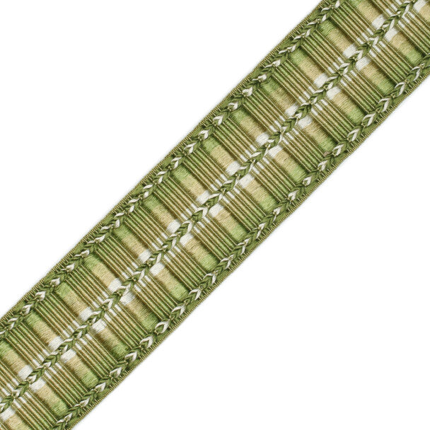 1 5/8" Orsay Silk Ribbed Border Trim by Samuel & Sons in Celadon/Cream