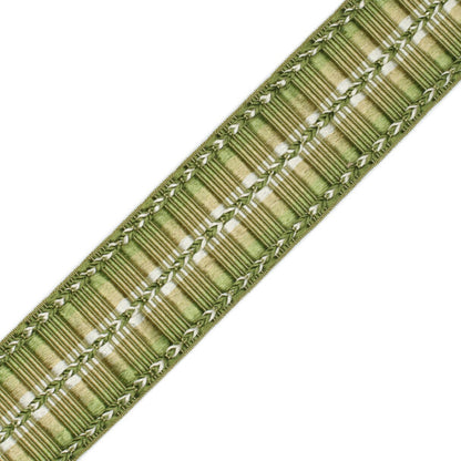 1 5/8" Orsay Silk Ribbed Border Trim by Samuel & Sons in Celadon/Cream