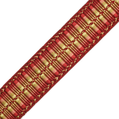 1 5/8" Orsay Silk Ribbed Border Trim by Samuel & Sons in Cherry/Coral/Gold