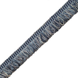 Orsay Silk Bouclé Loop Fringe Trim by Samuel & Sons in Blue Melange