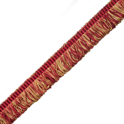 Orsay Silk Bouclé Loop Fringe Trim by Samuel & Sons in Cherry/Coral/Gold