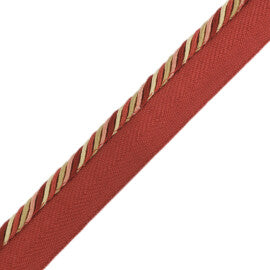 1/4" Orsay Silk Cord With Tape Trim by Samuel & Sons in Cherry/Coral/Gold